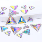 Customizable Triangle Crystal Glass Loose Rhinestones Sew-On Flatback 12mm/16mm/22mm for Wedding Dresses & Garments