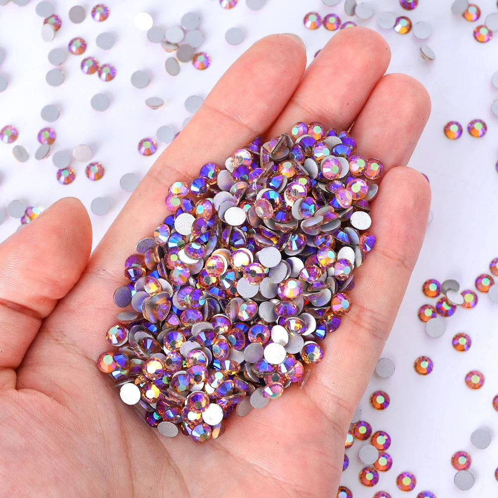 QIYI Wholesale 14400pcs Bulk Package Non Hotfix Rhinestones Glitter Bling Glue on Rhinestones for Accessories
