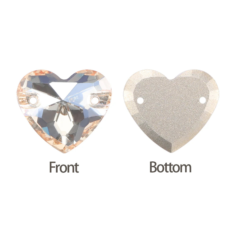 QIYI Factory Direct Wholesale Popular Fashion Design Bright Pure Versatile Minimalist Heart Shape Sew-on Rhinestones  3259