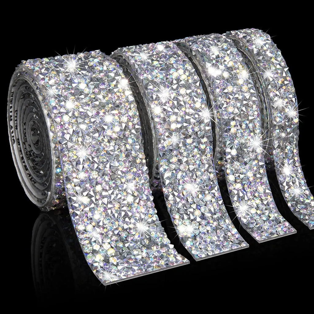 QIYI Wholesale Rhinestone Tape Self Adhesive Rhinestones Trimming Bling Crystal Resin Sheets Roll Wrap Sticker for Tumbler