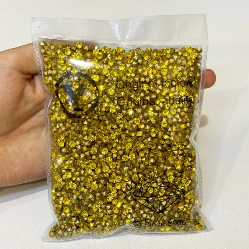SS6-SS16 Round Glass Crystal Loose Rhinestones in Bulk for Bags and Clothing Decoration Rhinestone
