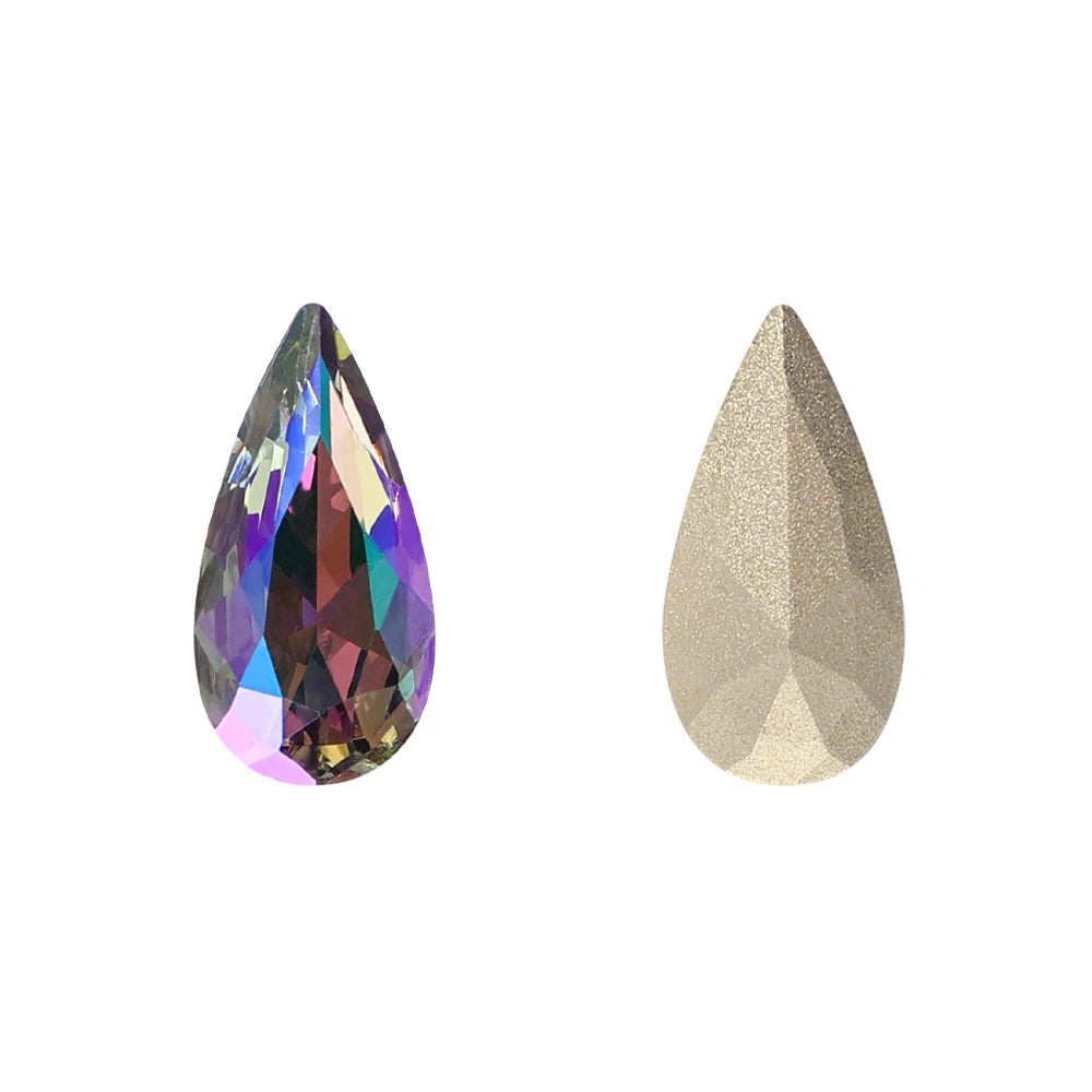 QIYI K9 Glass Tear Drop Shape Effect Color High Quality Fancy Shape Sparkling Bright Shining Point Back Stones for Decoration