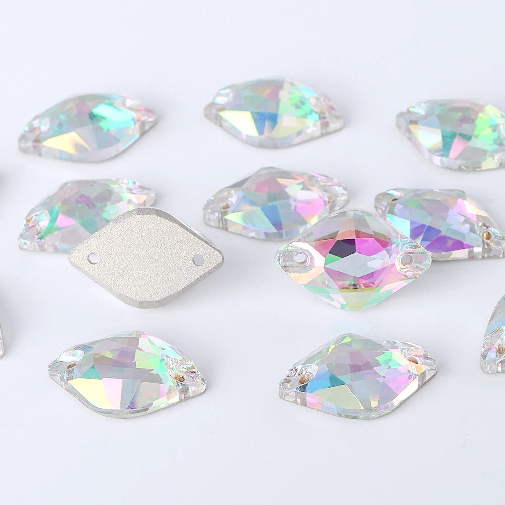 Wholesale Lemon AB Crystal Bling Custom Sew-on Rhinestones 5A Quality FlatBack 2 Holes Sewing Stones Bling Wedding Decoration