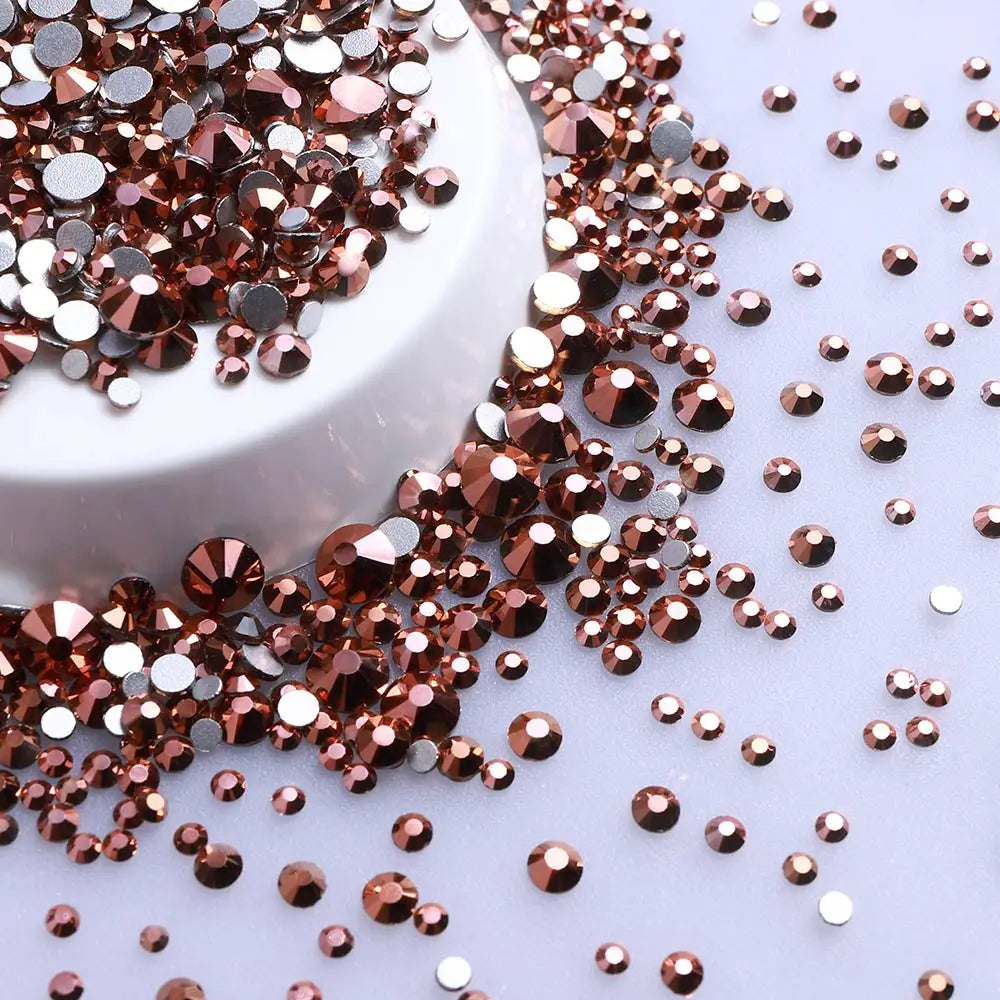 Wholesale Rhinestones 200 Colors 1440pcs  Mix Size Glue on Glass Flat Back Rhinestone Bulk Glass Rhinestone Crystal for Garment