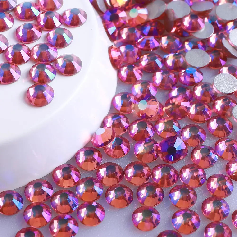 Wholesale Colorful Glitter Glass Rhinestones Flat Back Non Hotfix Crystal Rhinestone Nails for Earring Jewelry Accessory