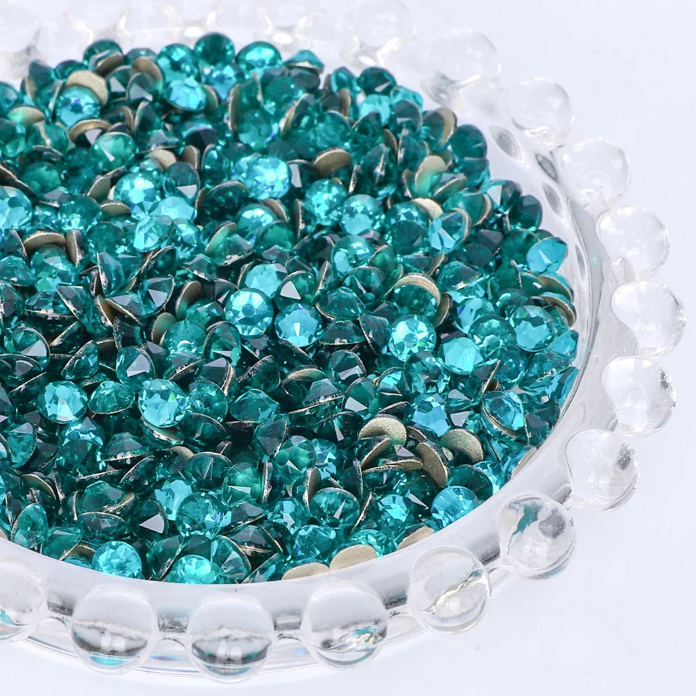SS10-SS40 Colorful Non Hotfix Rhinestones Golden Base Flat Back Bling Glitter Glass Stones Crystal Strass Diamond for Nail