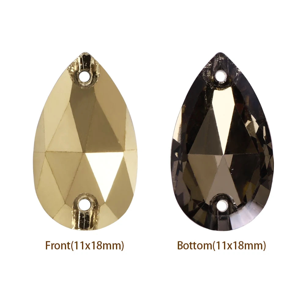 Hot Selling QIYI Brand 55 Colors Multi Size Multi Shape High Quality Flat Back Drop Sew-on Glass Crystal Rhinestones 16 Facets