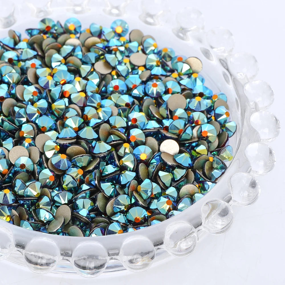 SS10-SS40 Colorful Non Hotfix Rhinestones Golden Base Flat Back Bling Glitter Glass Stones Crystal Strass Diamond for Nail