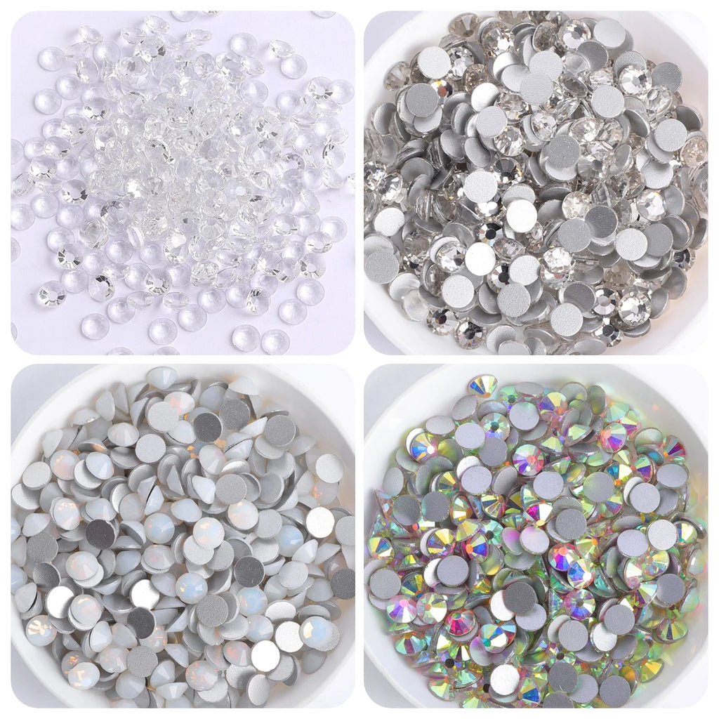 Transparent Crystals White  Nail Art Rhinestones Bulk Flat Back Non Hotfix Rhinestone Glass Bling  for Clothing