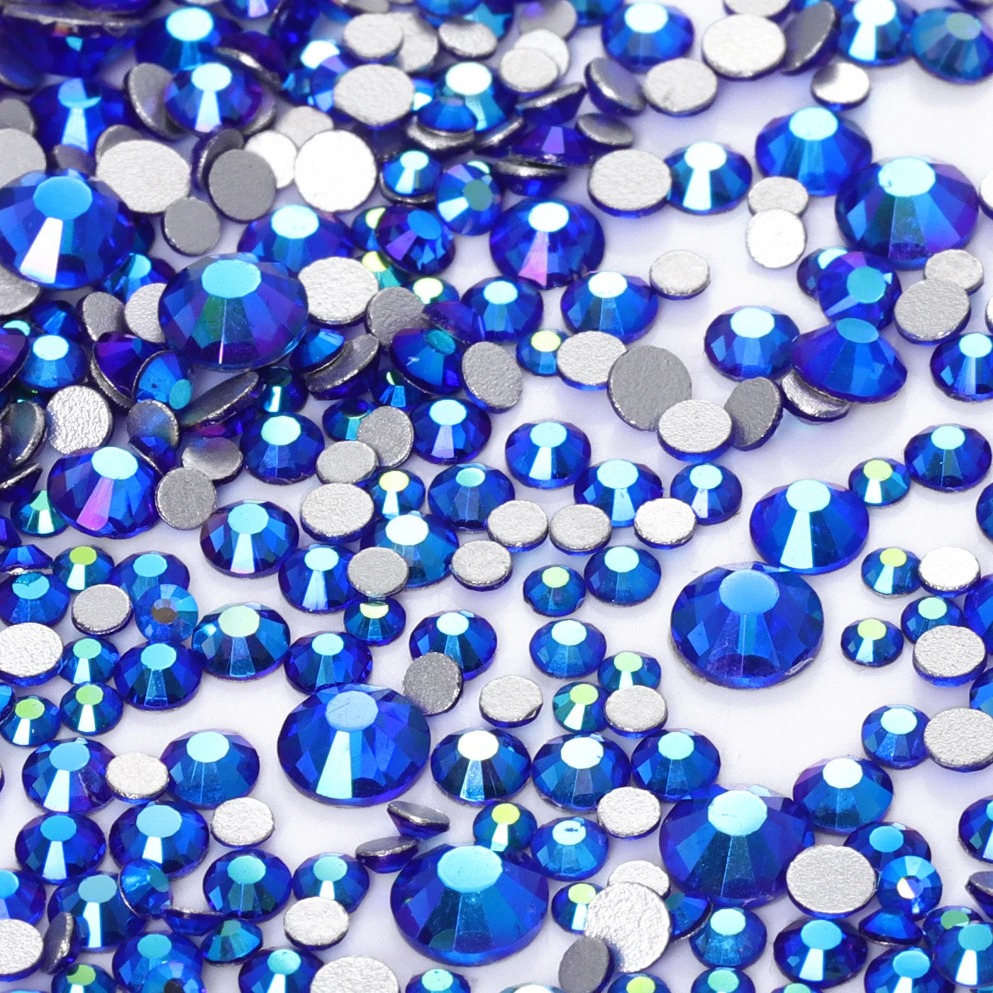 QIYI High Quality Glass Crystal AB Rhinestones  Mixed Size Ss3-ss20  Non Hotfix Flatback Crystal Rhinestones for Clothing Fabric