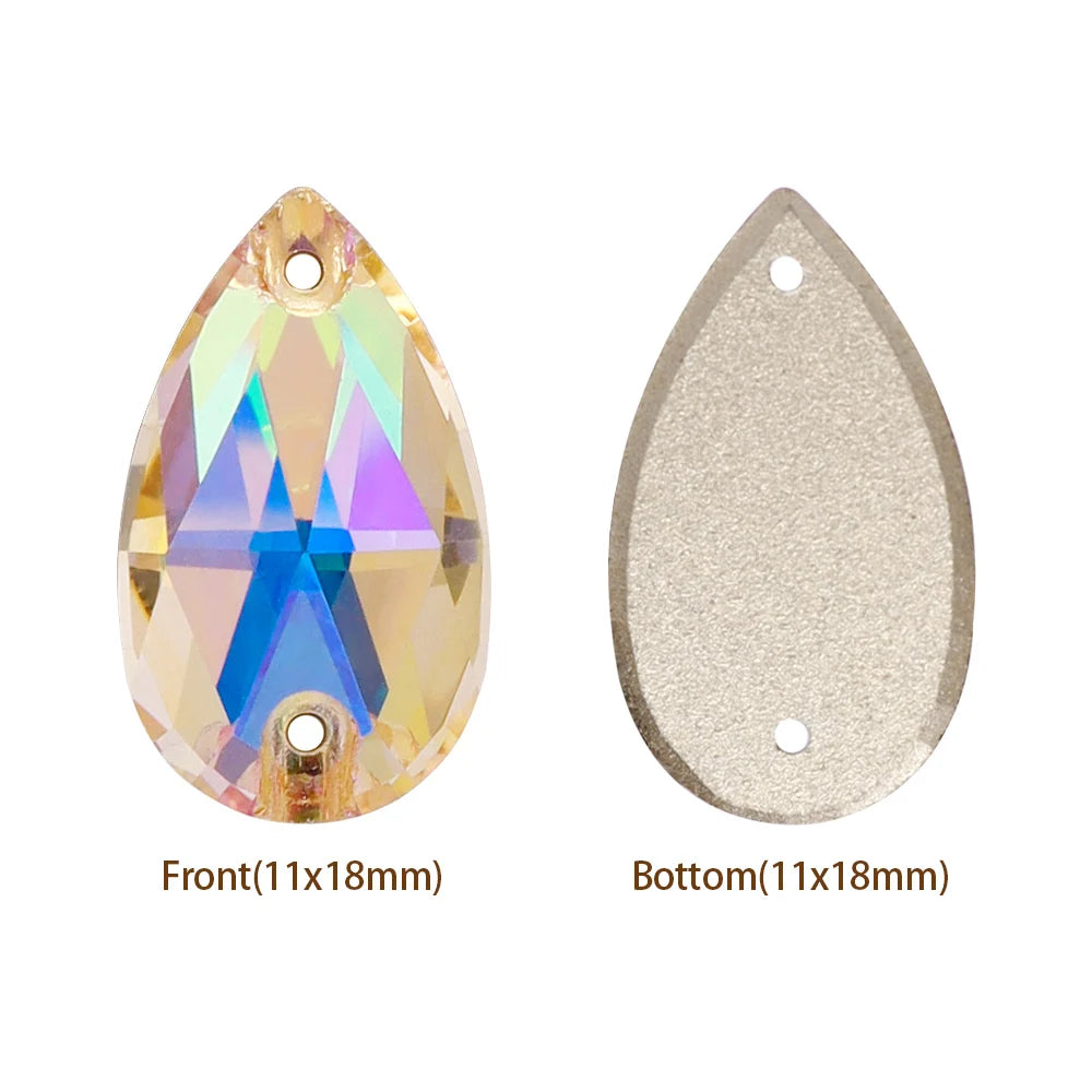 Hot Selling QIYI Brand 55 Colors Multi Size Multi Shape High Quality Flat Back Drop Sew-on Glass Crystal Rhinestones 16 Facets