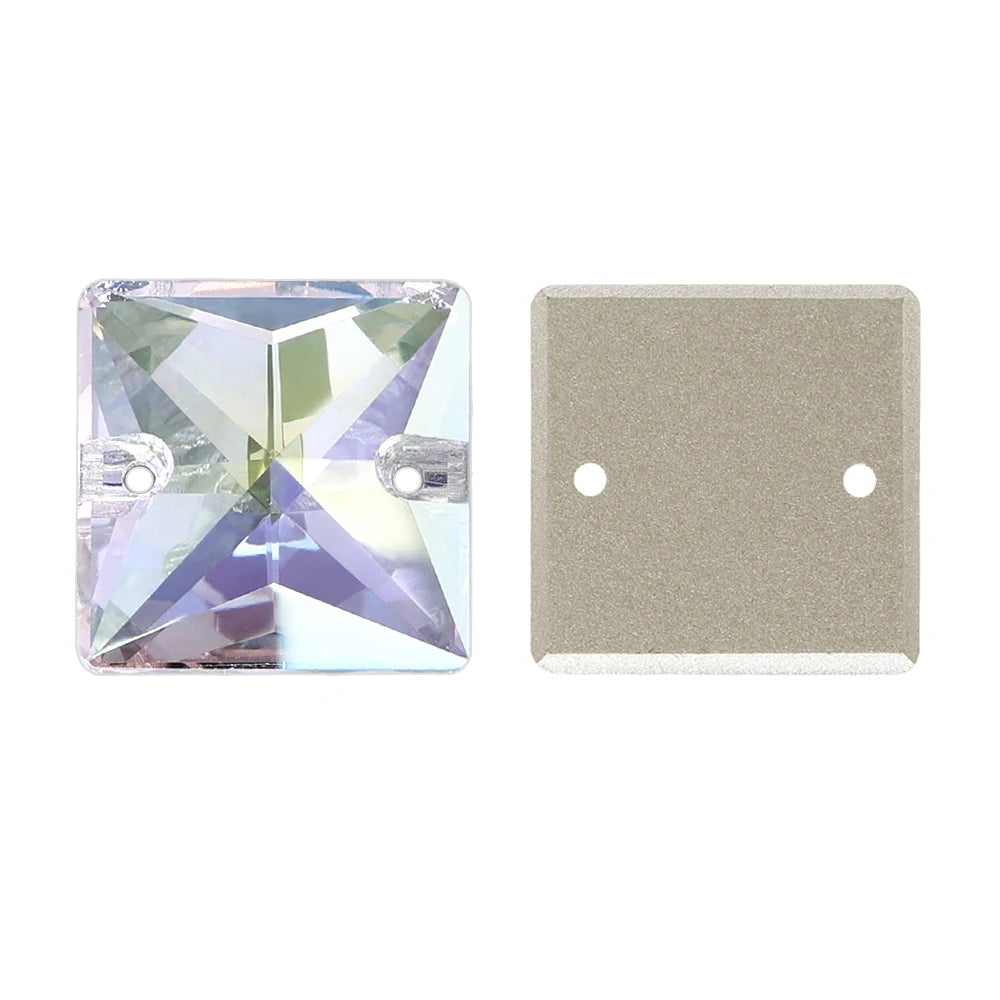 Wholesale Custom Square Sew-on Loose Rhinestones 5A Quality Crystal FlatBack 2 Holes 12 Facets Sewing Bling Decoration