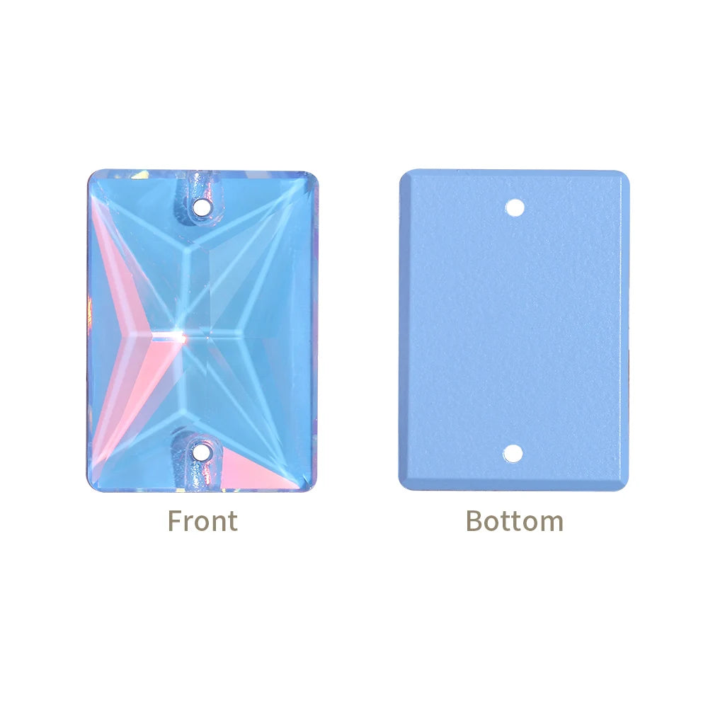 QIYI Multi Colors and Size Rectangle Sew-on Stone for Choice Clear Glass Flat Back Top Quality Sew on Rhinestones (3250)