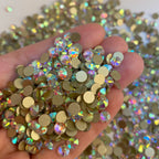 High Quality 16 Cut Facets  Crystal AB Rhinestone Gold Base Non Hot Fix Flatback  Rhinestones Bulk for Dress