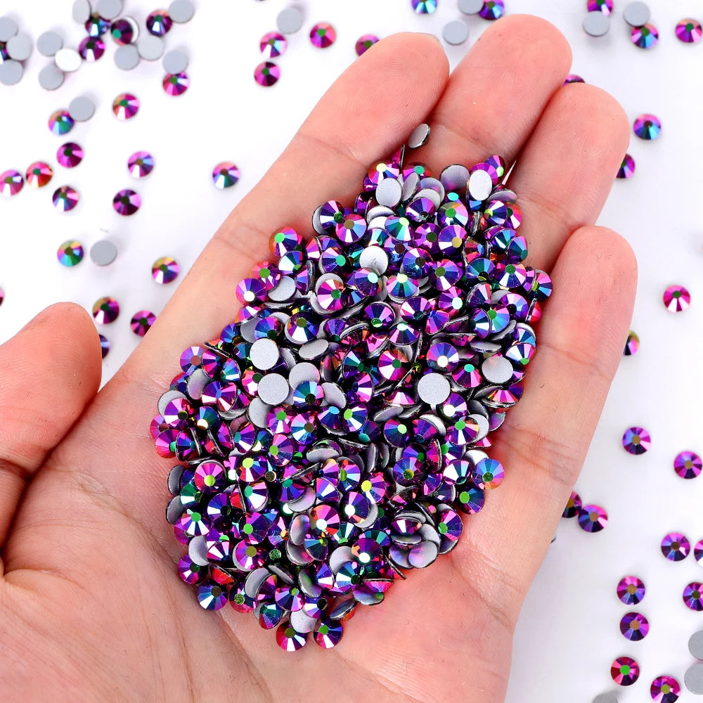 QIYI Wholesale 14400pcs Bulk Package Non Hotfix Rhinestones Glitter Bling Glue on Rhinestones for Accessories