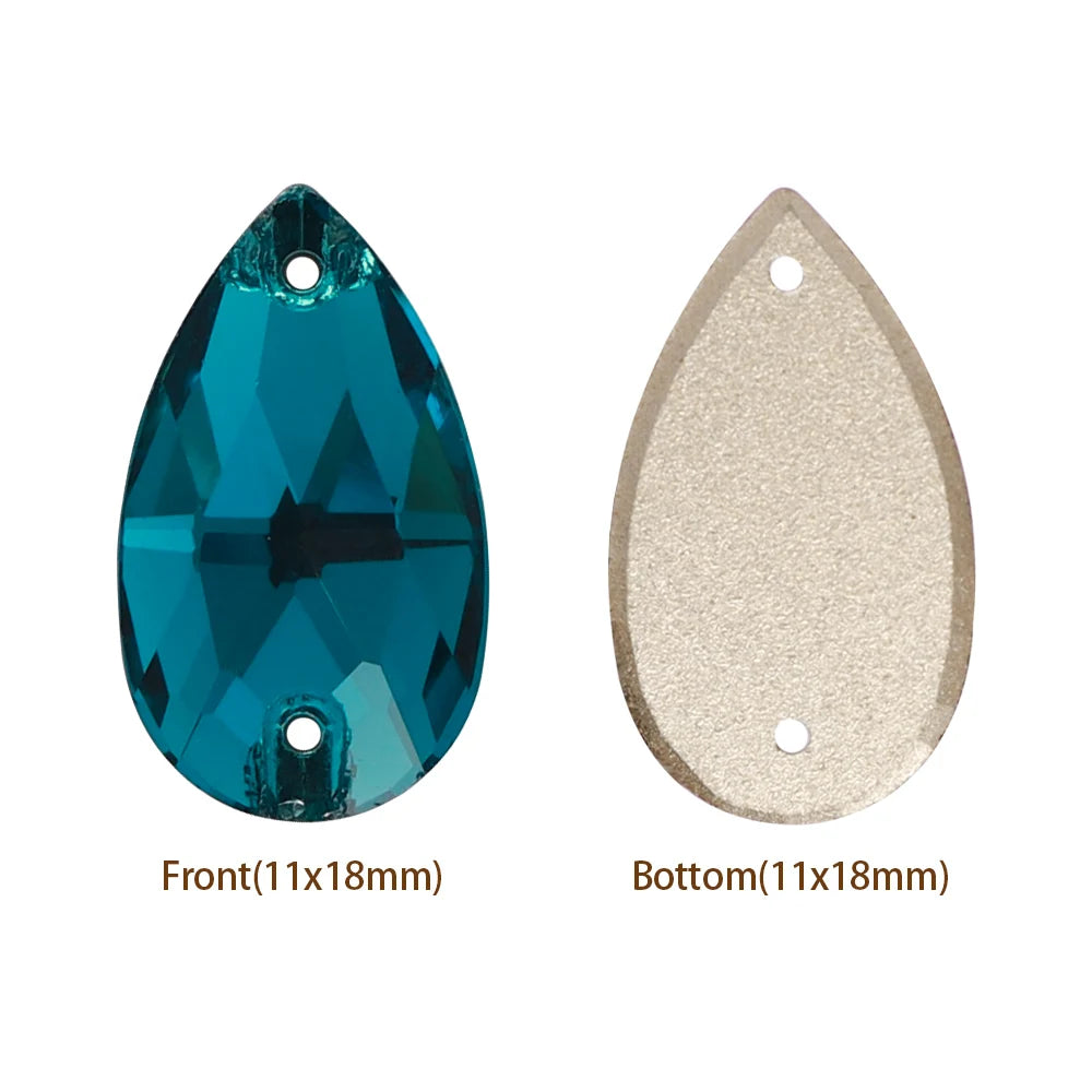 Hot Selling QIYI Brand 55 Colors Multi Size Multi Shape High Quality Flat Back Drop Sew-on Glass Crystal Rhinestones 16 Facets