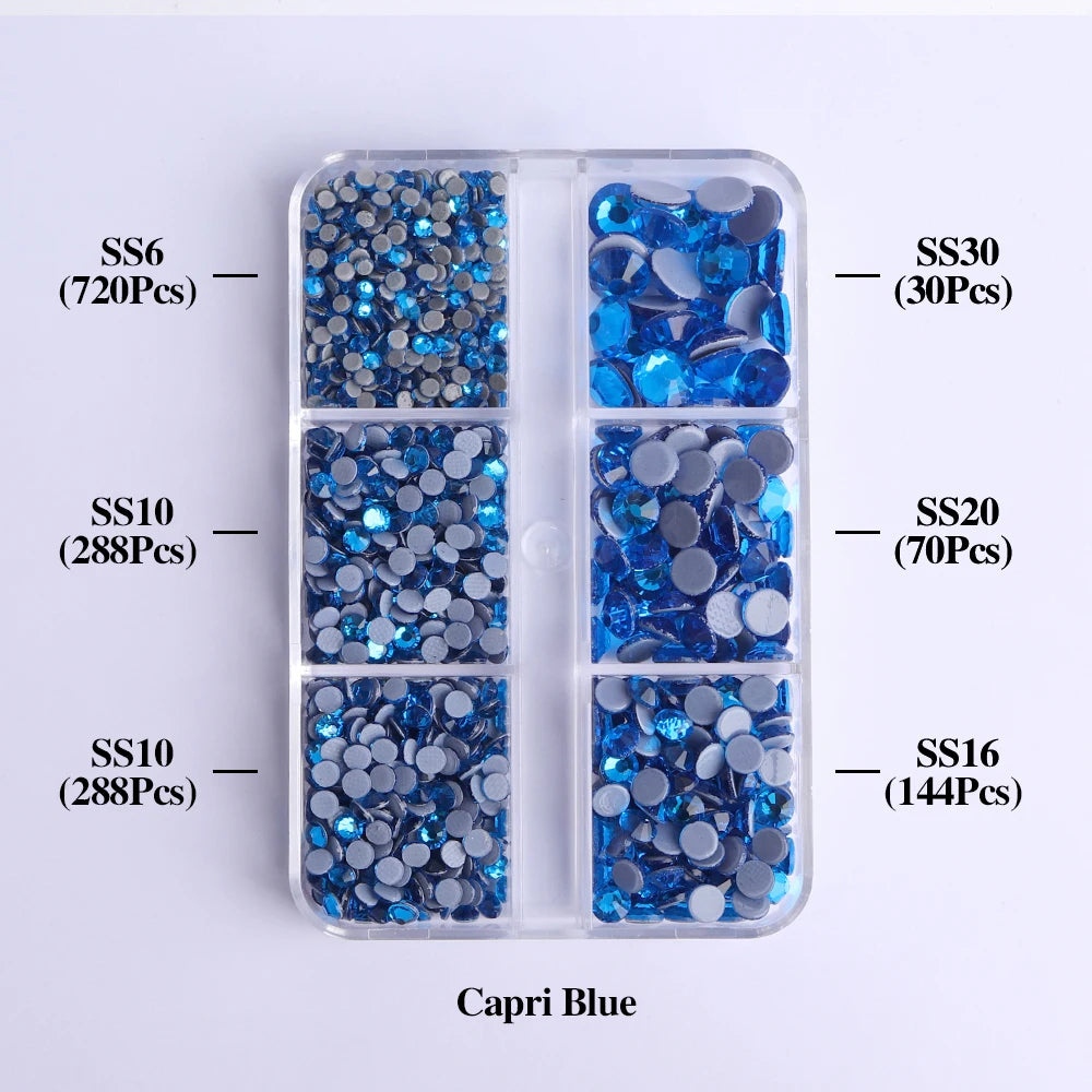 Hot Selling 6 Grid Hotfix Rhinestone Kit Mix Box Nail Charms Crystals Rhinestones Wholesale Stones for Jewellery Making