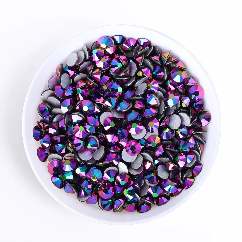 Purple 30Kinds Colors 2024 Ready Stock New Colors Wholesale Rhinestone Non Hotfix Flat Back Crystal Glass  for DIY Nail Clothing