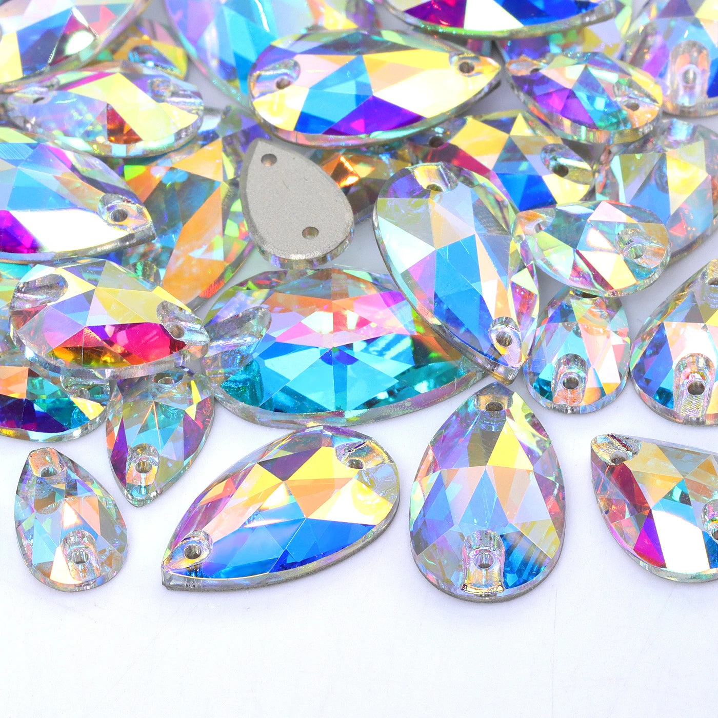 Factory Whosale Mixsize Drop Sew-on Rhinestones  Bulk Flatback Coloful Rhinestones Sewing Strass Bling for Jewelry Dress