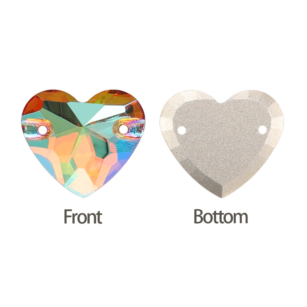 QIYI Factory Direct Wholesale Popular Fashion Design Bright Pure Versatile Minimalist Heart Shape Sew-on Rhinestones  3259