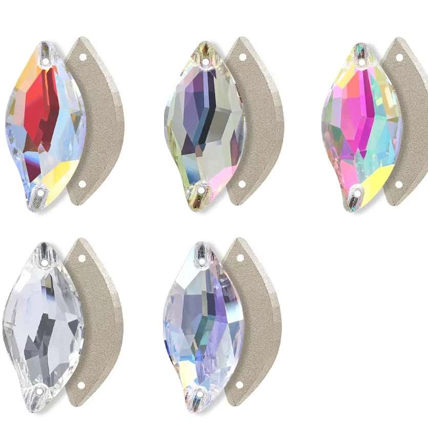 3254 QIYI Innovative Design Top Quality Grade AAAAAA Durable Clear Hard Pure Glass Flat Back Latest Fashion Sew-on Stone