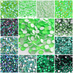 2024 New Design Wholesale Green Colors 30 Kinds Green Rhinestone Rhinestone Non Hotfix Flat Back Crystal Glass  for GYM Clothing