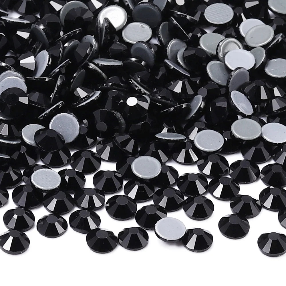 QIYI Hot-Fix Crystal Black Glass Flat Back  Applique Technique  Bulk Purchasing Various Rhinestones for Wedding Dresses Shoes