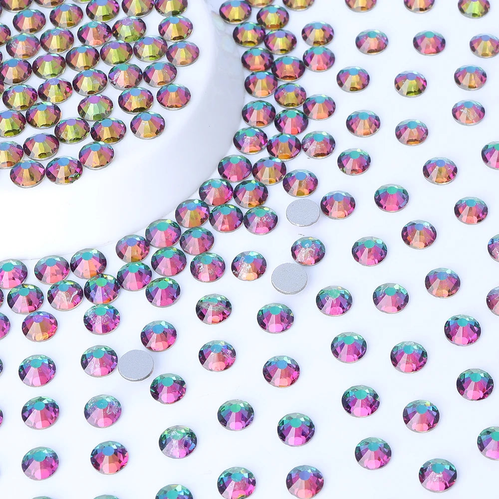 QIYI Wholesale 14400pcs Bulk Package Flatback Rhinestones Glitter Bling Glue on Luminous Rhinestones for Accessories