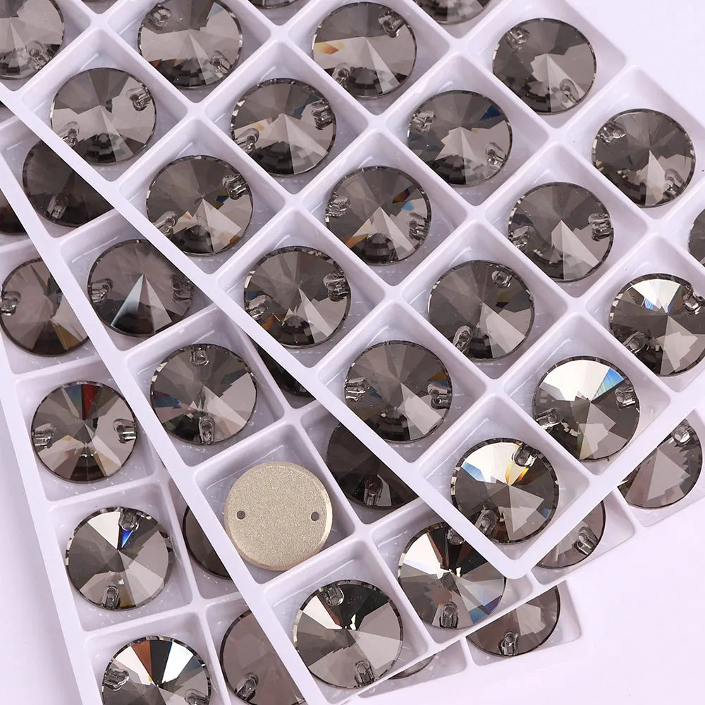 Rivoli Rhinestones 55 Colors Crystal AB Sew-on Rhinestones Glass Gems Clothing Flatback Sewing Stones for Women