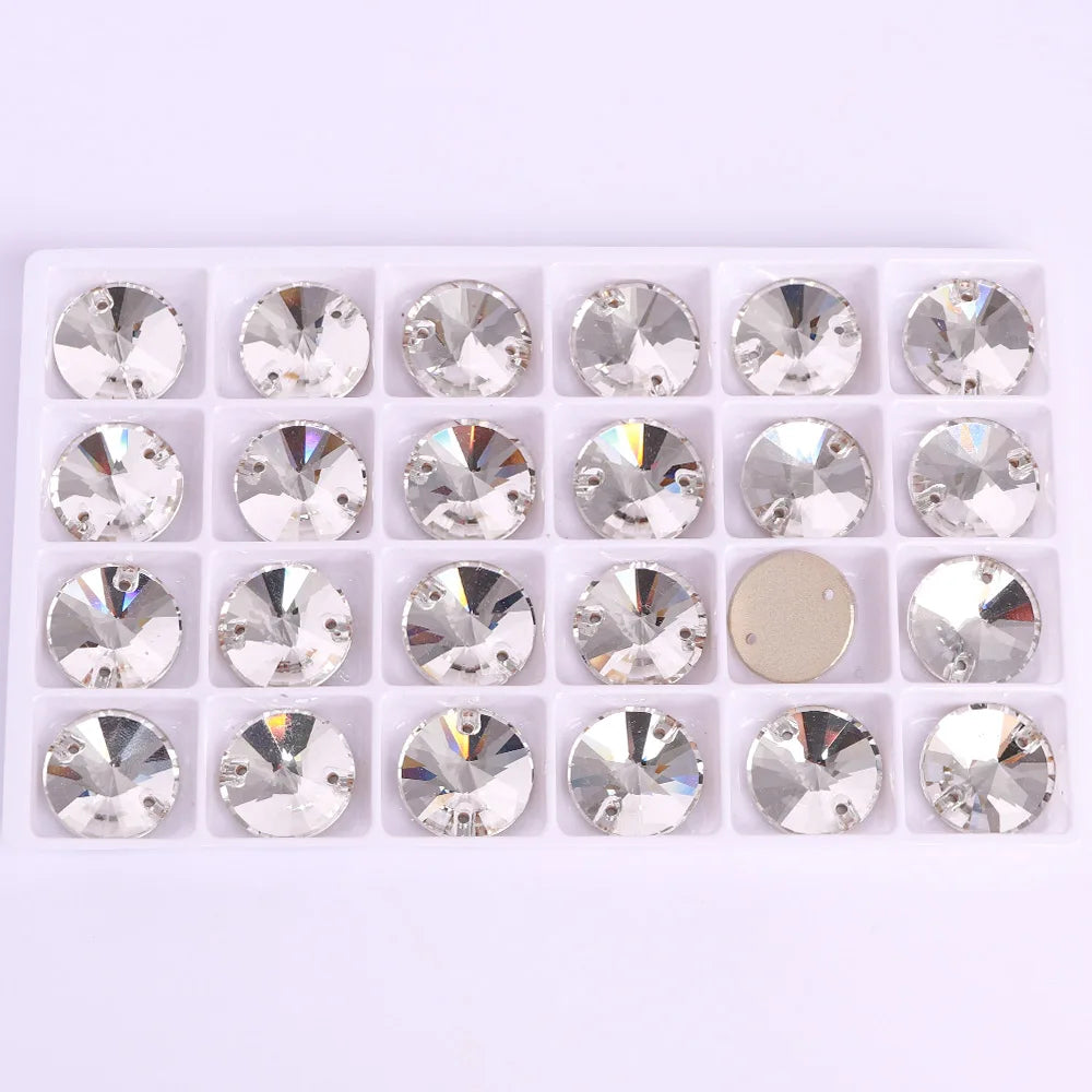 High Quality Sewing on Glitter Rivoli Rhinestones Pointback  Crystal Glass Fancy Stone for Garment Decoration