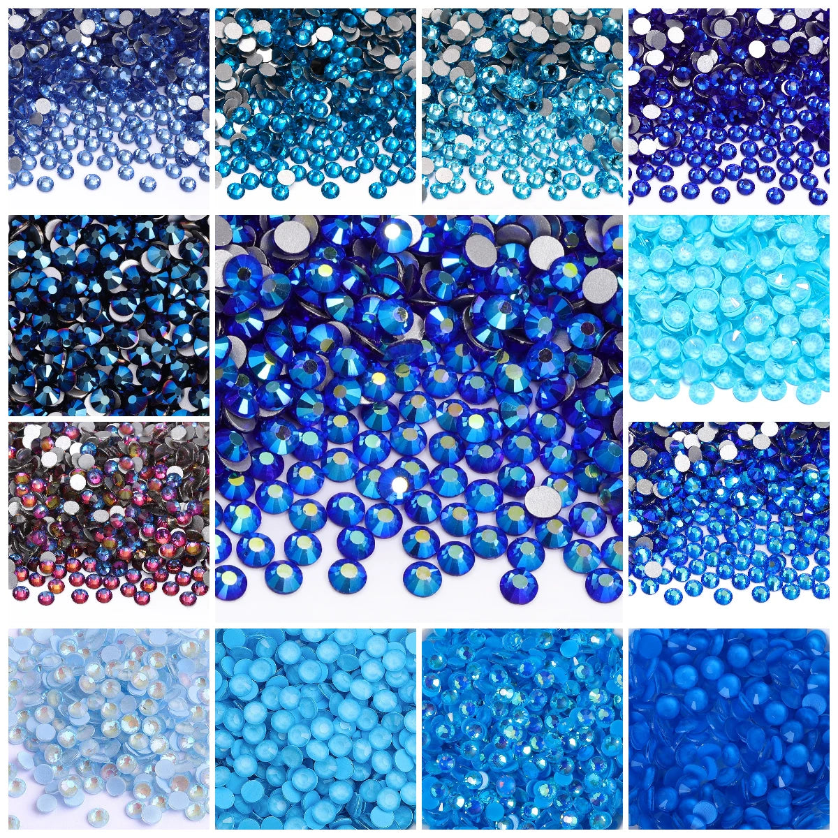 Blue Colors Glass Bling Crystal Wholesale Rhinestone Non Hotfix Flat Back Crystal Glass  for Clothing Accessories