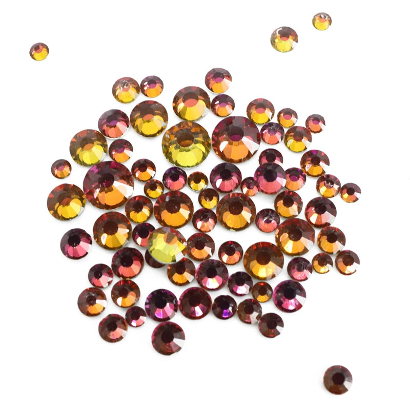 Wholesale Rhinestones Multi Sizes Colorful Non Hotfix Rhinestone Flat Back Nail Rhinestones for DIY Crafts