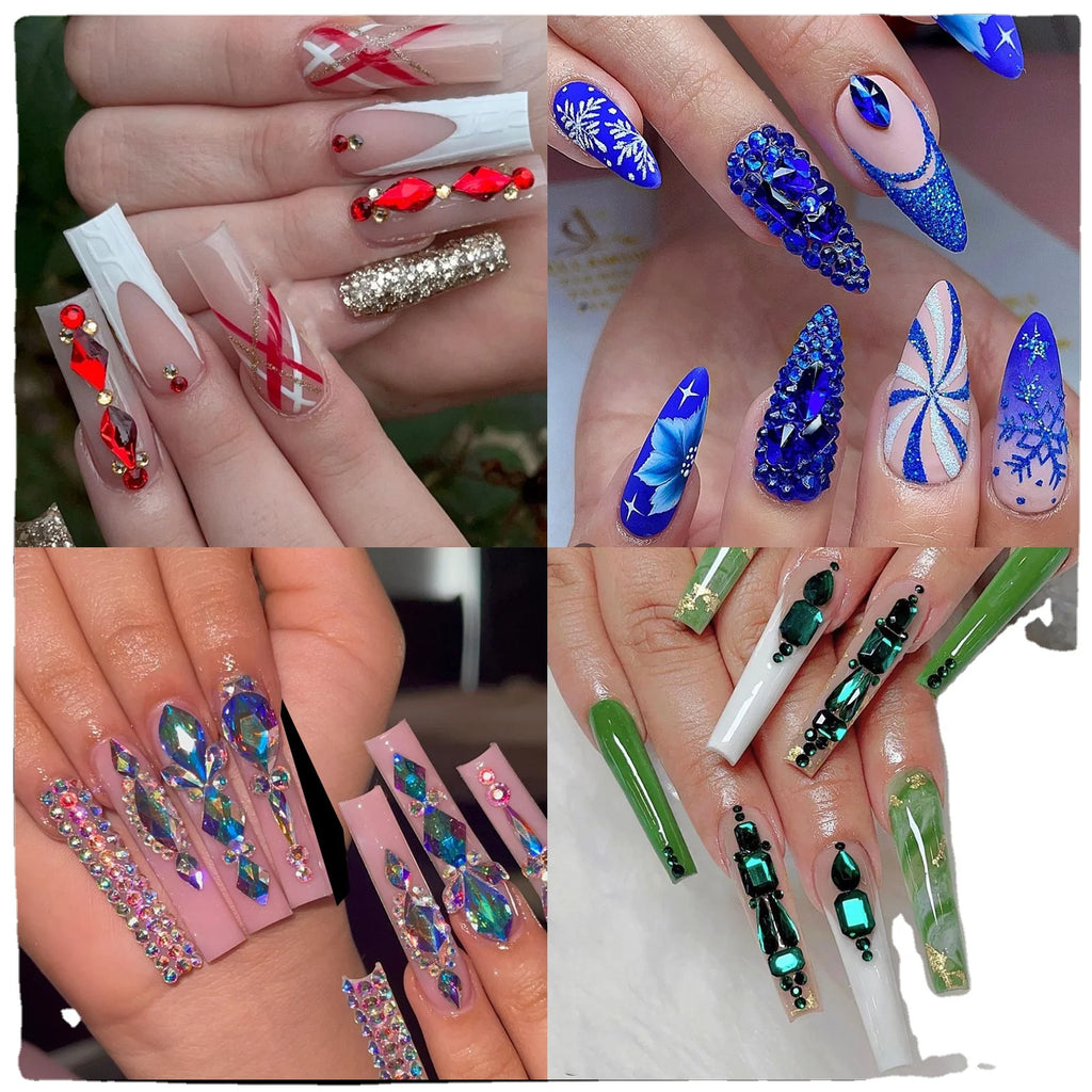 Song Shuo Hot Sales Mix Size Nails Art Crystal Cristal Decoration Red Flat Back Rhinestone Set Kits Stone for Nail
