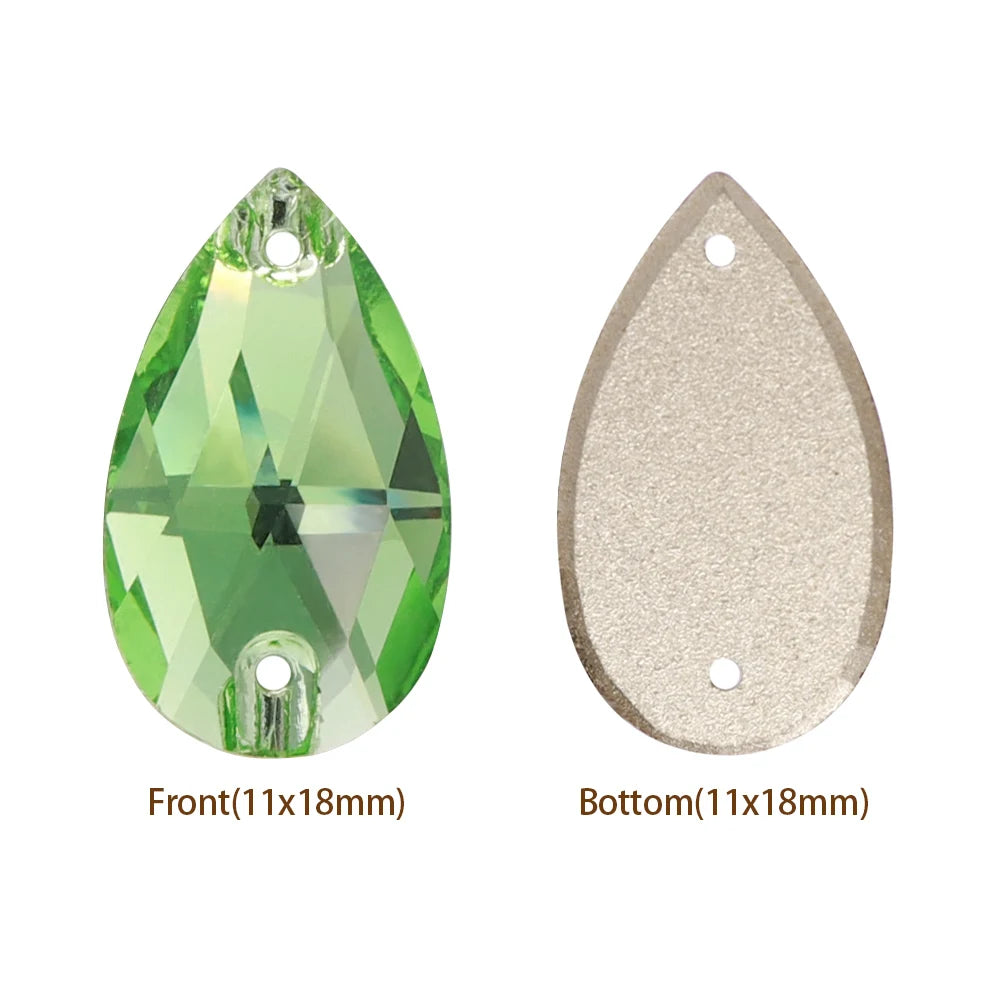 Hot Selling QIYI Brand 55 Colors Multi Size Multi Shape High Quality Flat Back Drop Sew-on Glass Crystal Rhinestones 16 Facets