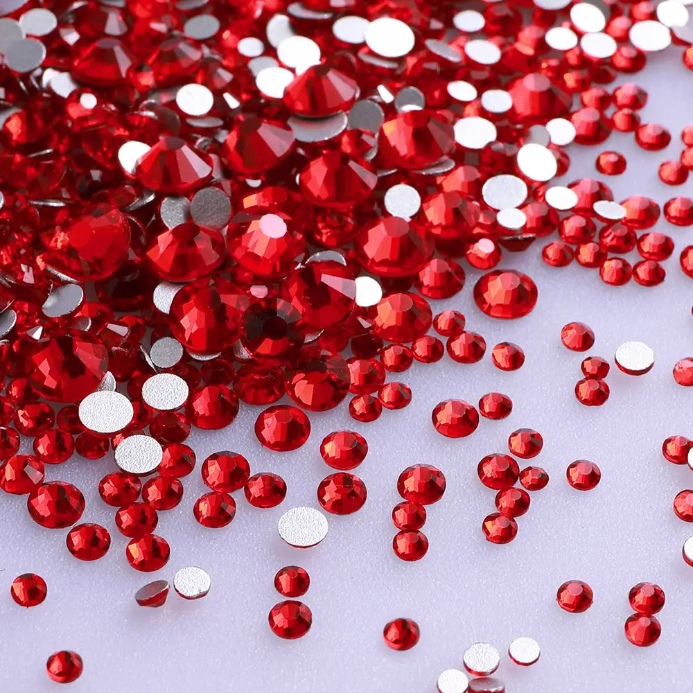 Multi Sizes SS4-SS20 Rhinestones Colorful Non Hot-Fix Round Glitter Crystal Flatback Rhinestone 3D Nail Art Decorations