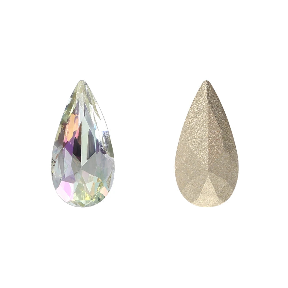 QIYI K9 Glass Tear Drop Shape Effect Color High Quality Fancy Shape Sparkling Bright Shining Point Back Stones for Decoration