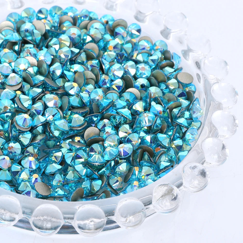 SS10-SS40 Colorful Non Hotfix Rhinestones Golden Base Flat Back Bling Glitter Glass Stones Crystal Strass Diamond for Nail