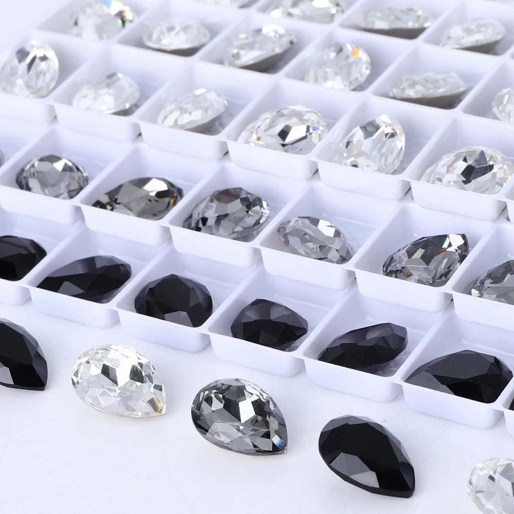 2024 Hot Selling Customer-Favorite K9 Glass Top Quality Crystal Point Back Drop Shape Rhinestones for Clothing Accessories