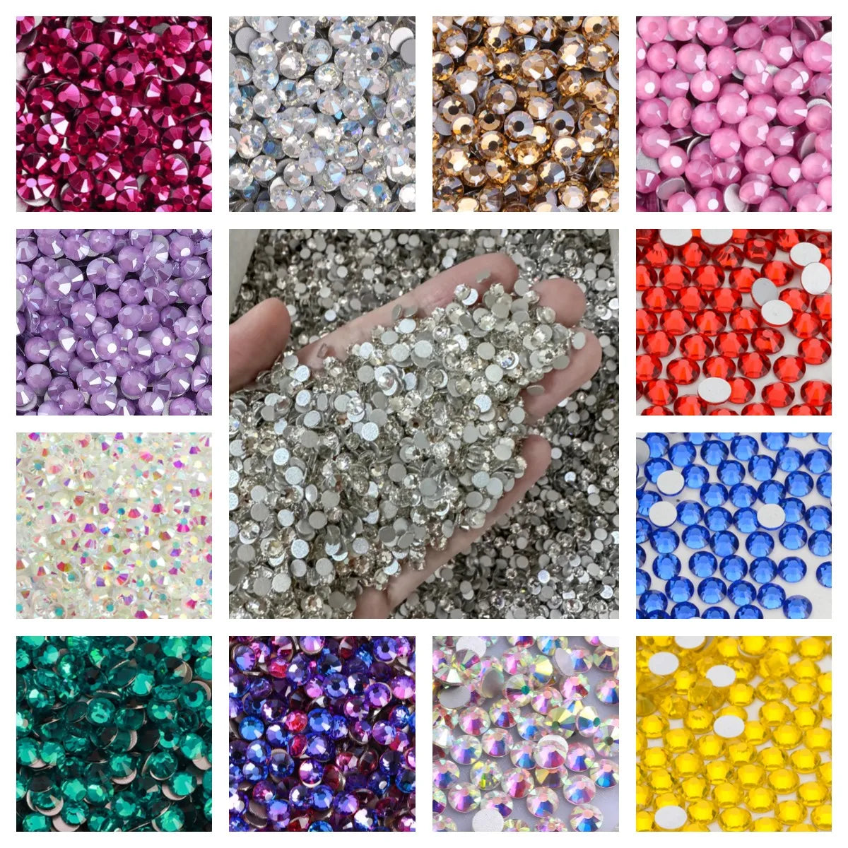 Factory Wholesale Custom High Quality Over 175 Colors Rhinestones Bulk Flat Back Non Hotfix Crystal Stones for Decoration Design