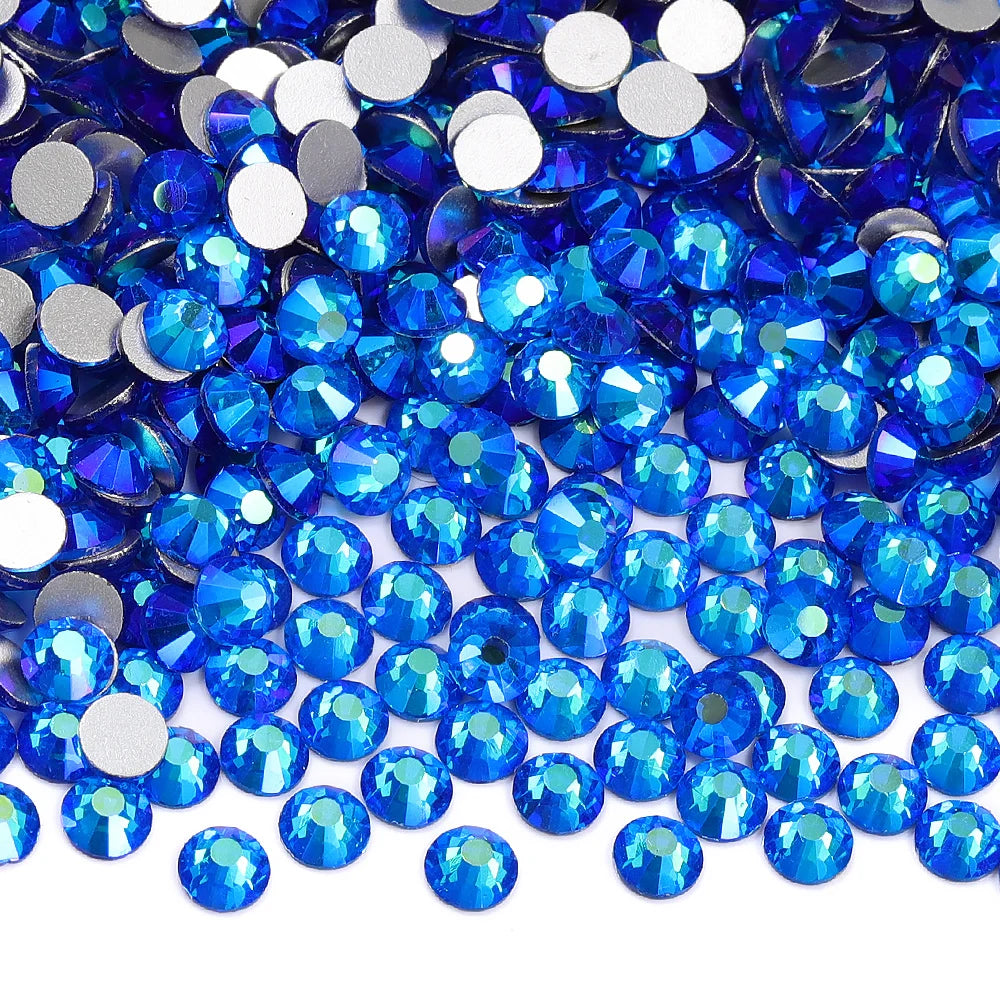 Blue Colors Glass Bling Crystal Wholesale Rhinestone Non Hotfix Flat Back Crystal Glass  for Clothing Accessories