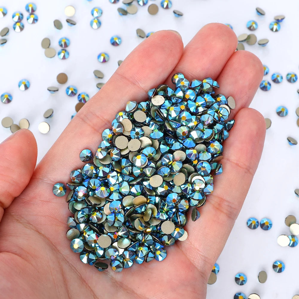 Top Quality 2088 Crystal Glass Rhinestones 16 Cut Facets Round Flatback Diamond Strass AB in Bulk Stones for Cloth Tumbler