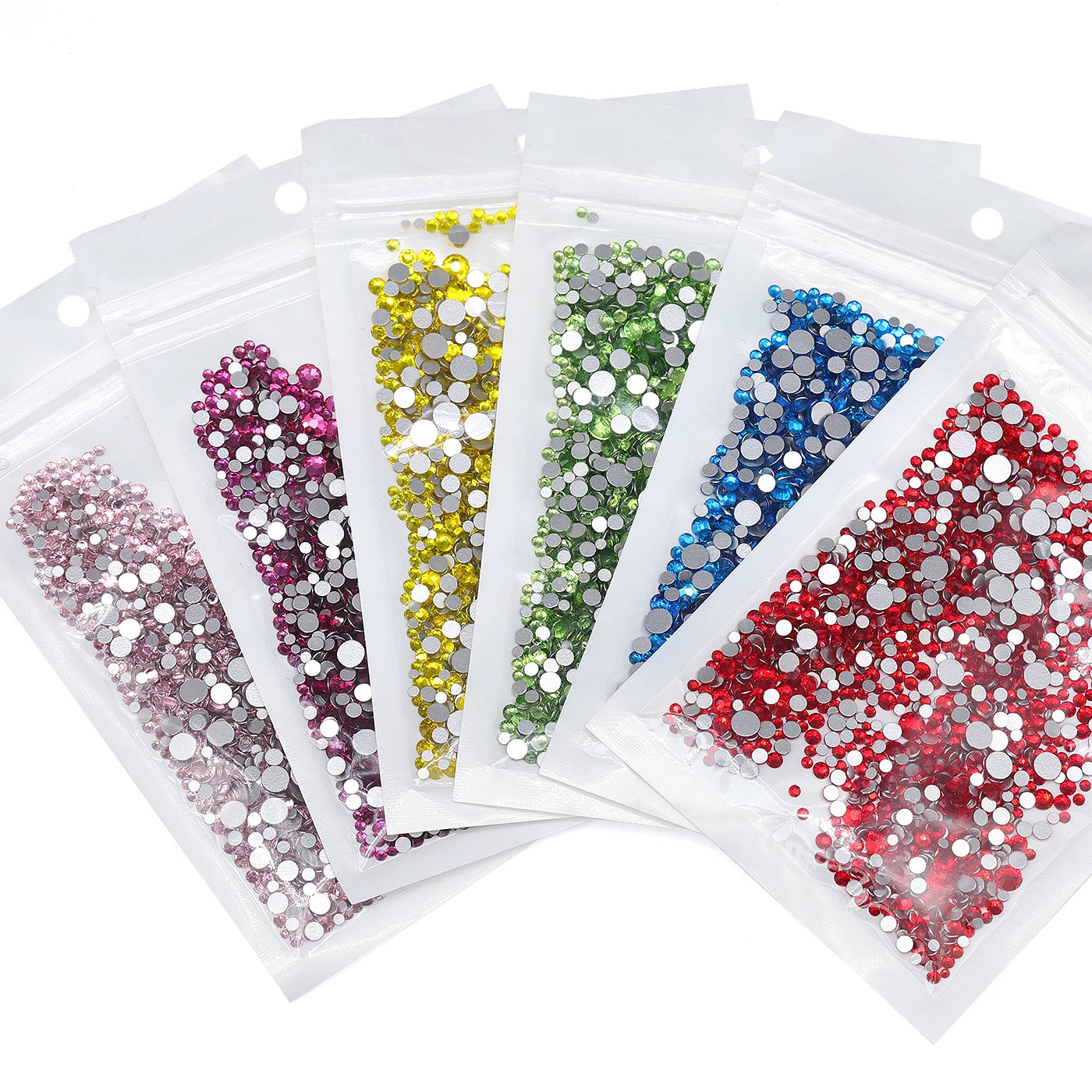 QIYI High Quality Glass Crystal AB Rhinestones  Mixed Size Ss3-ss20  Non Hotfix Flatback Crystal Rhinestones for Clothing Fabric
