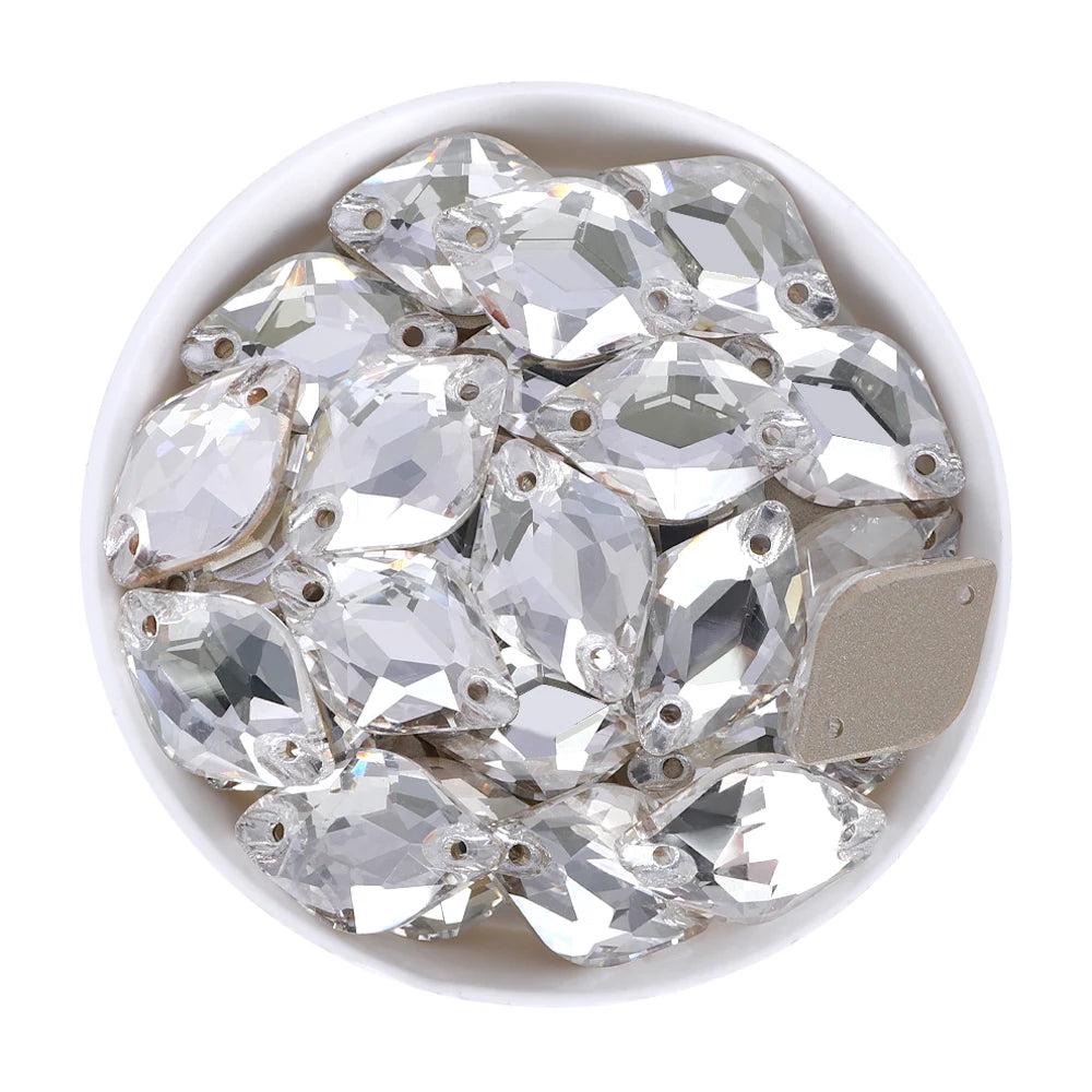 Wholesale Lemon AB Crystal Bling Custom Sew-on Rhinestones 5A Quality FlatBack 2 Holes Sewing Stones Bling Wedding Decoration