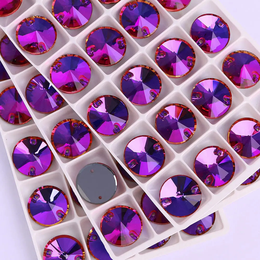 Rivoli Rhinestones 55 Colors Crystal AB Sew-on Rhinestones Glass Gems Clothing Flatback Sewing Stones for Women