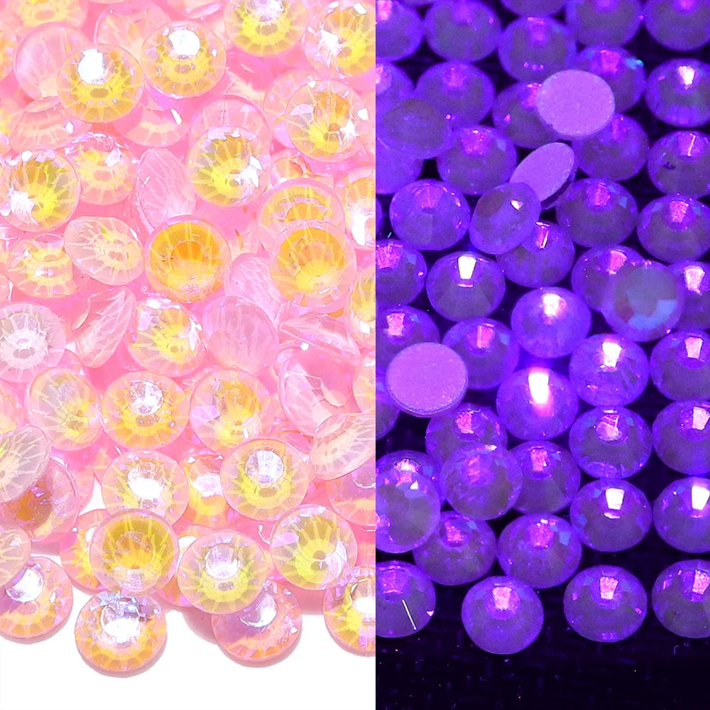 2024 New Colors Neon Glow in the Dark Bling Bling Macaron Non Hotfix Flat Back Rhinestones Glass Bulk Glass Crystal