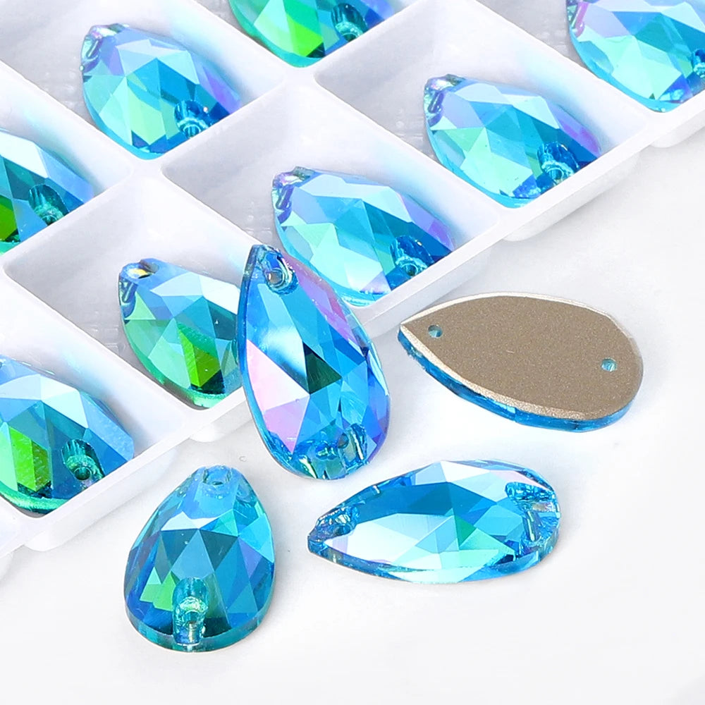 QIYI Drop Sew-on Rhinestones 60+ Colors Bulk Non Hotfix Flatback Coloful Rhinestones Sewing Strass Bling for Jewelry Dress