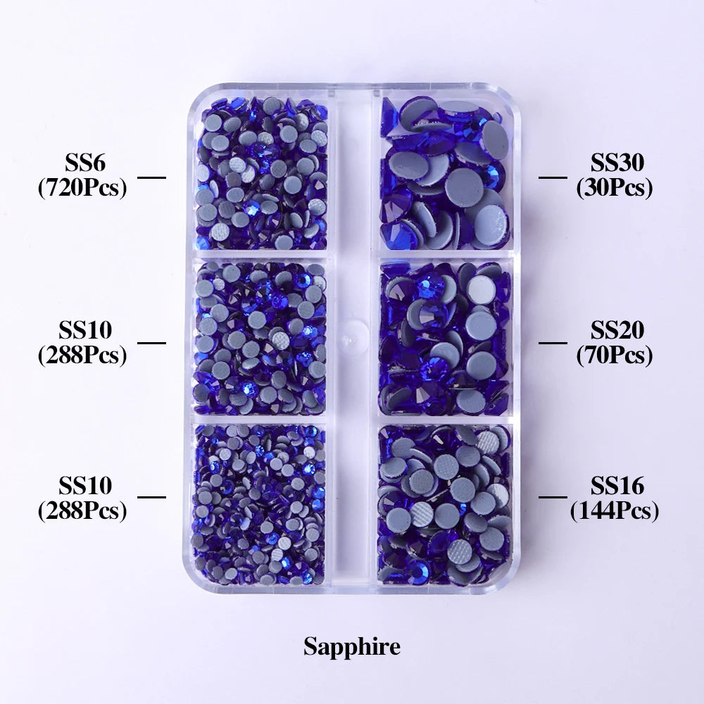 Hot Selling 6 Grid Hotfix Rhinestone Kit Mix Box Nail Charms Crystals Rhinestones Wholesale Stones for Jewellery Making