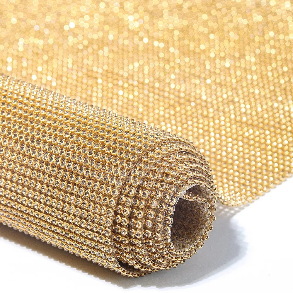 Wholesale 45*120cm Rhinestones Sheet Metal Trim Aluminum Crystal AB Rhinestone Fabric for DIY Clothing Accessories