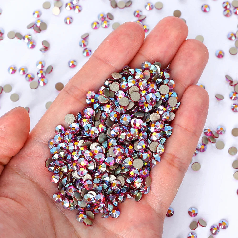 Top Quality 2088 Crystal Glass Rhinestones 16 Cut Facets Round Flatback Diamond Strass AB in Bulk Stones for Cloth Tumbler