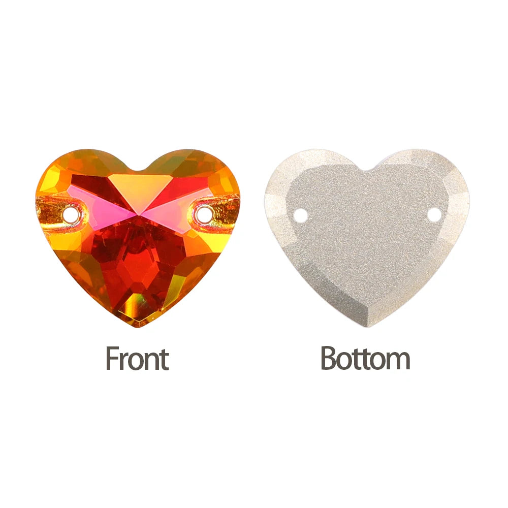 QIYI Factory Direct Wholesale Popular Fashion Design Bright Pure Versatile Minimalist Heart Shape Sew-on Rhinestones  3259